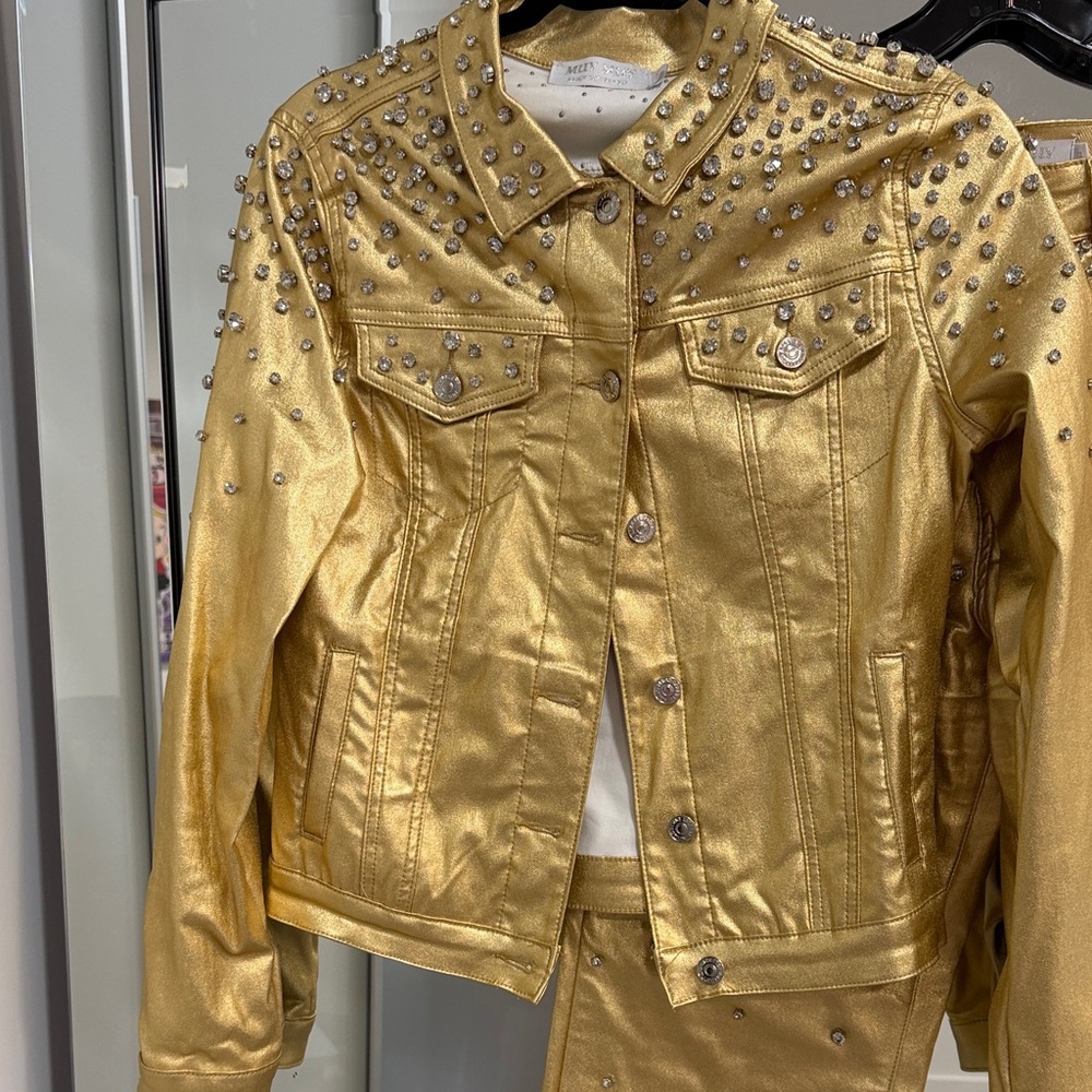 Gold Studded Women's Jean Jacket